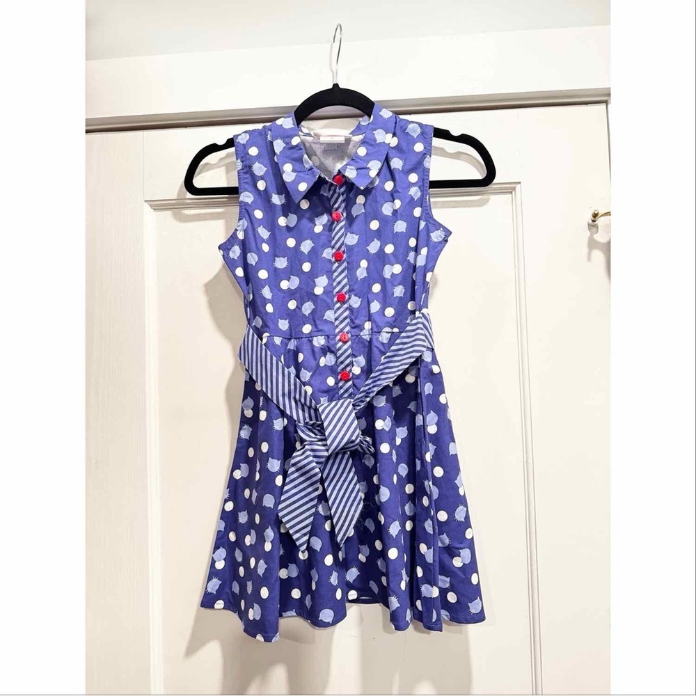 American Girl Purr-fect Dots Dress Sz 10 Cat Fourth of July 4th‎ Red White Blue - Picture 2 of 9